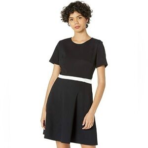 Kate Spade Black and White Bow-Waist Two-Tone Ponte Dress